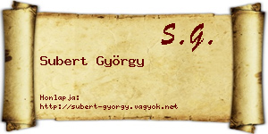 Subert György névjegykártya